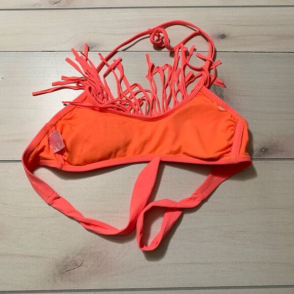 womens S xhileration bikini top coral fringe - Picture 3 of 5